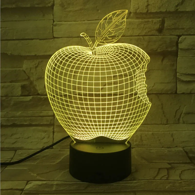 3D fruit colourful LED night light with acrylic shade and touch control, seven colours, 220x130x90mm