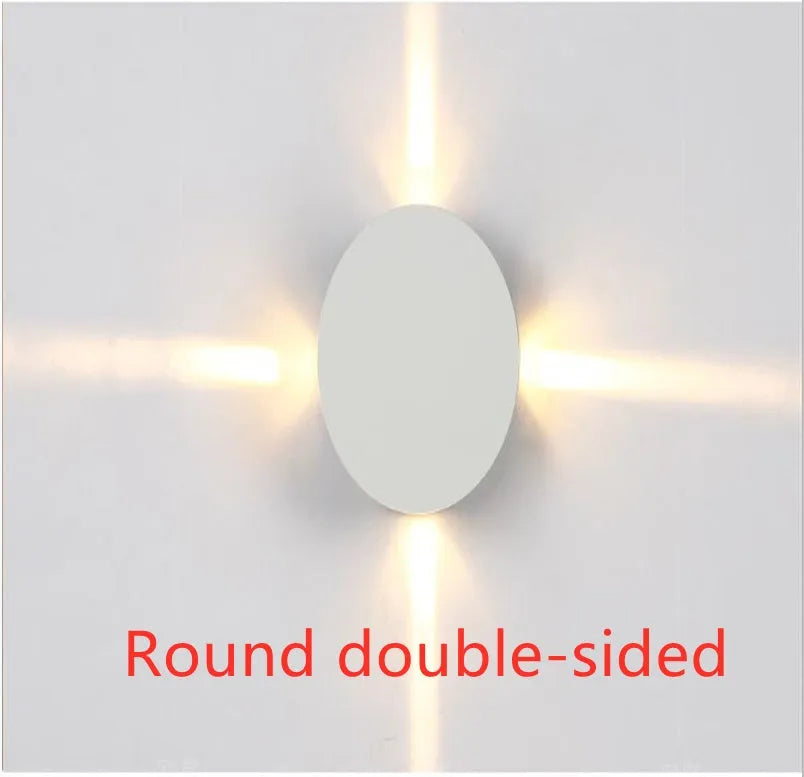 Square and round modern LED wall light with aluminium body and iron lampshade