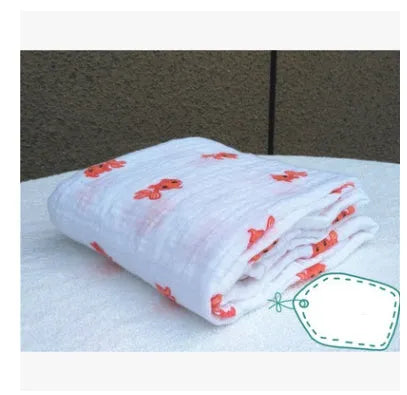 Cotton gauze baby blanket 120x120cm with combed cotton large grid print