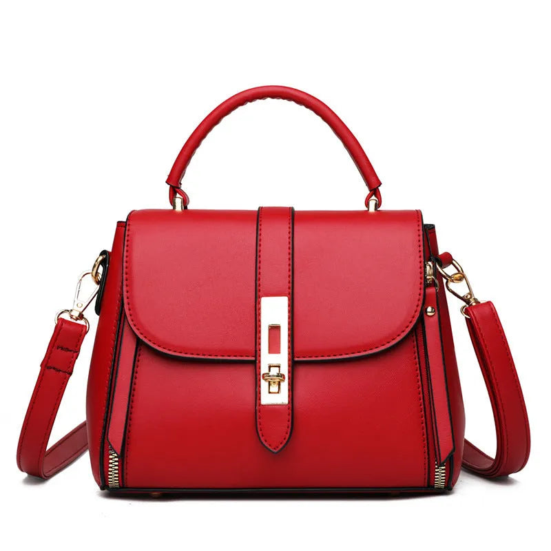 Women's soft PU leather messenger shoulder bag in square vertical design