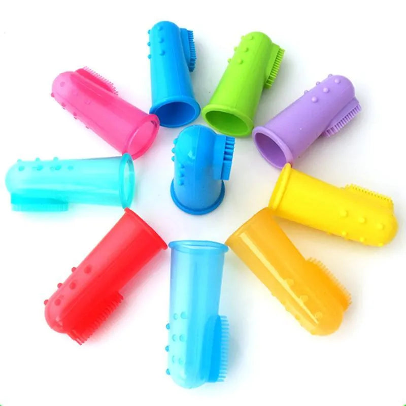 Natural silicone finger toothbrush for baby, 5.5 cm length, soft infant oral care brush in purple