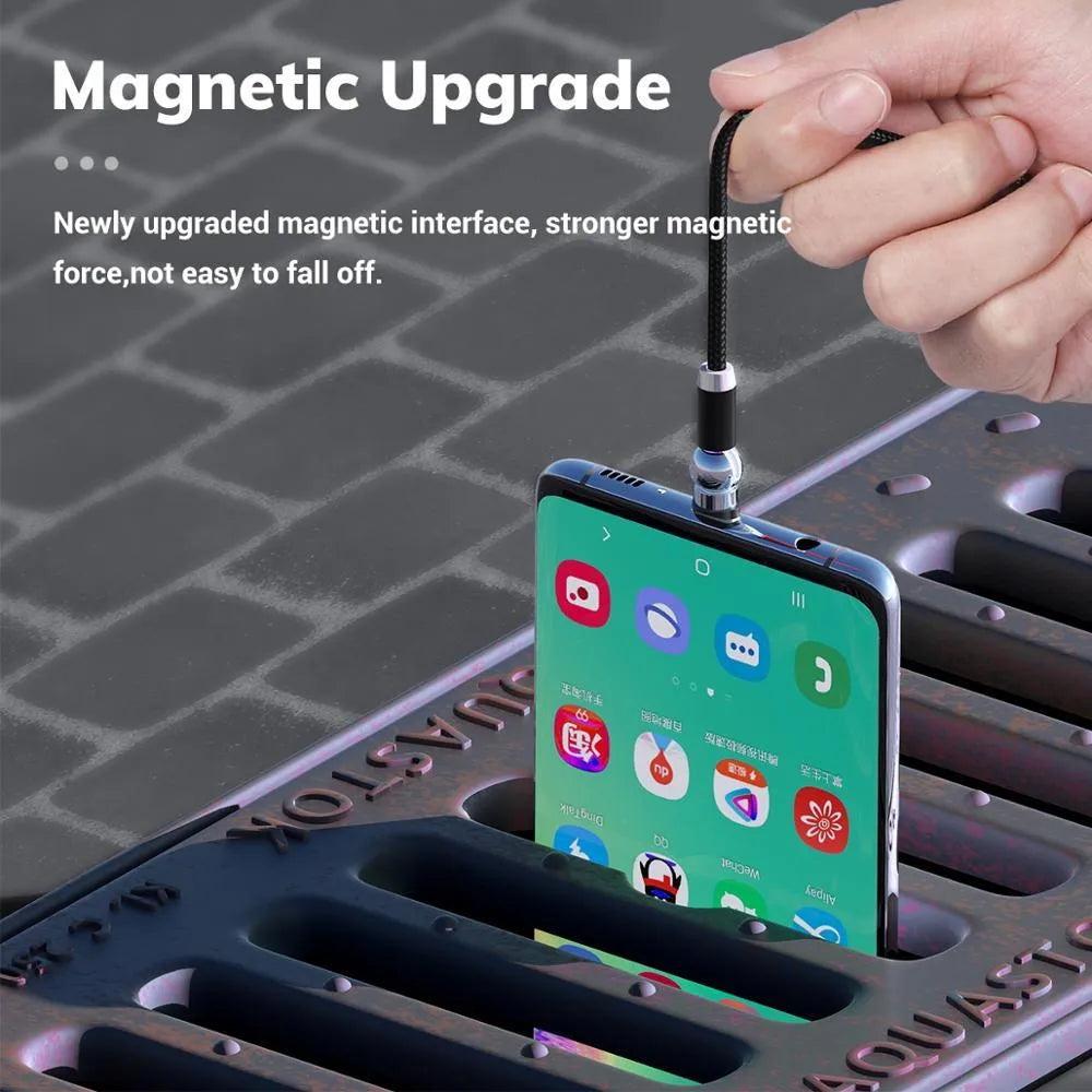 Black magnetic charging cable with spherical aluminium alloy connector on a 1m TPE cable