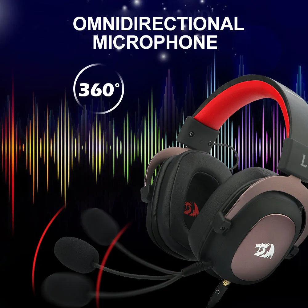 Black H710 game earphones with active noise reduction, 7.1 USB connection, imitation protein earmuffs, and braided cable