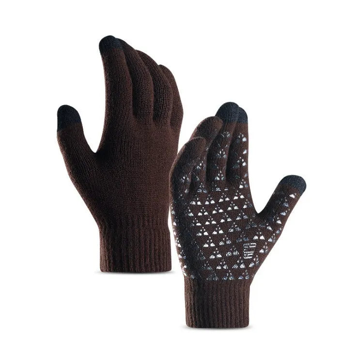 Knitted acrylic touch screen gloves with brushed lining in a colour option for unisex use