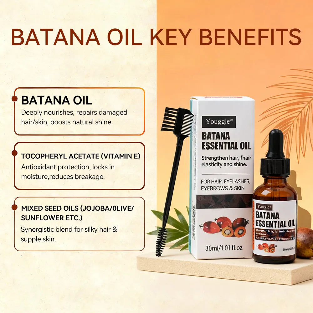 Organic Batana essential oil 30ml bottle for hair moisturising and repair