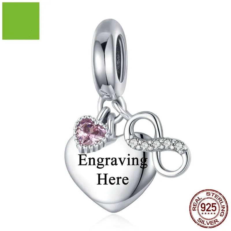 Engravable 925 silver Endless Love pendant loose bead for DIY bracelet in silver colour