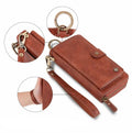 Black imitation leather multi-function wallet phone case for Samsung Galaxy Note8 with zipper closure.