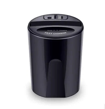 Black car wireless charging cup holder with QI 10W charging, USB and Type-C ports