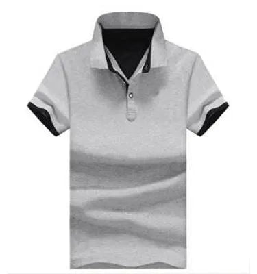 Men's casual fashion stand collar polo shirt in cotton with short sleeves