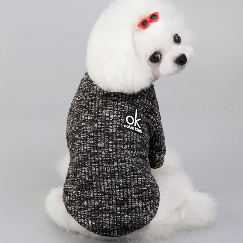 Wool pet sweater for dogs and cats in multiple colours including coffee, wine red, black, and blue