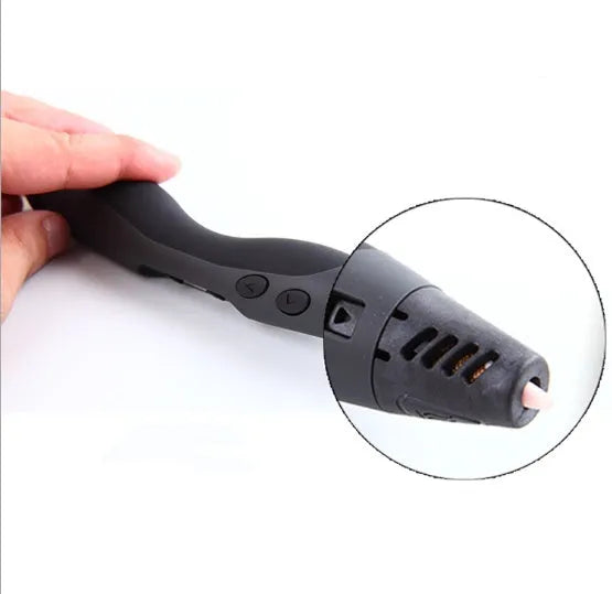 3D printing pen in black with plastic body, 180mm length, for handheld graffiti drawing
