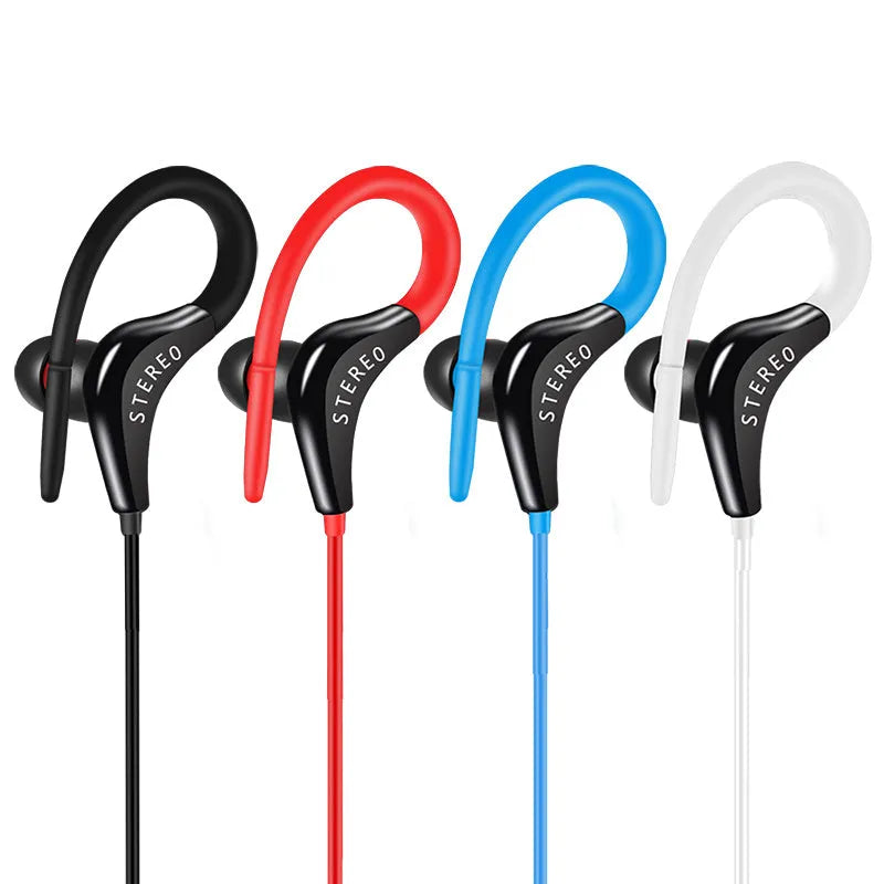 Earhook sport headphones with microphone and 1.2 metre cable in various colours