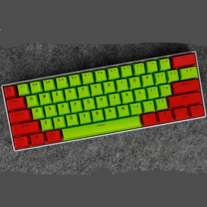 PBT transparent keycap set with OEM height profile and two-shot injection light-transmitting characters for 60% mechanical keyboards