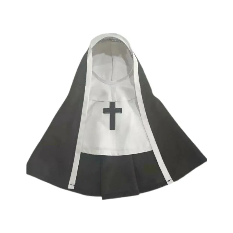 Black and white nun costume for small to medium dogs and cats with pullover design