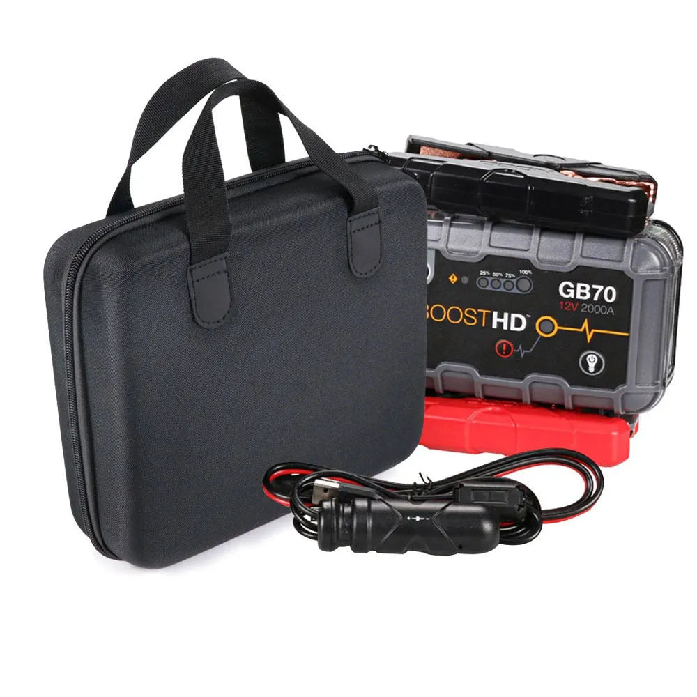 Black shockproof EVA carrying case for NOCO Genius Boost GB70 jump starter with handle and double zipper