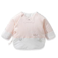 Hani bear pink cotton half-back baby top for newborns winter round neck