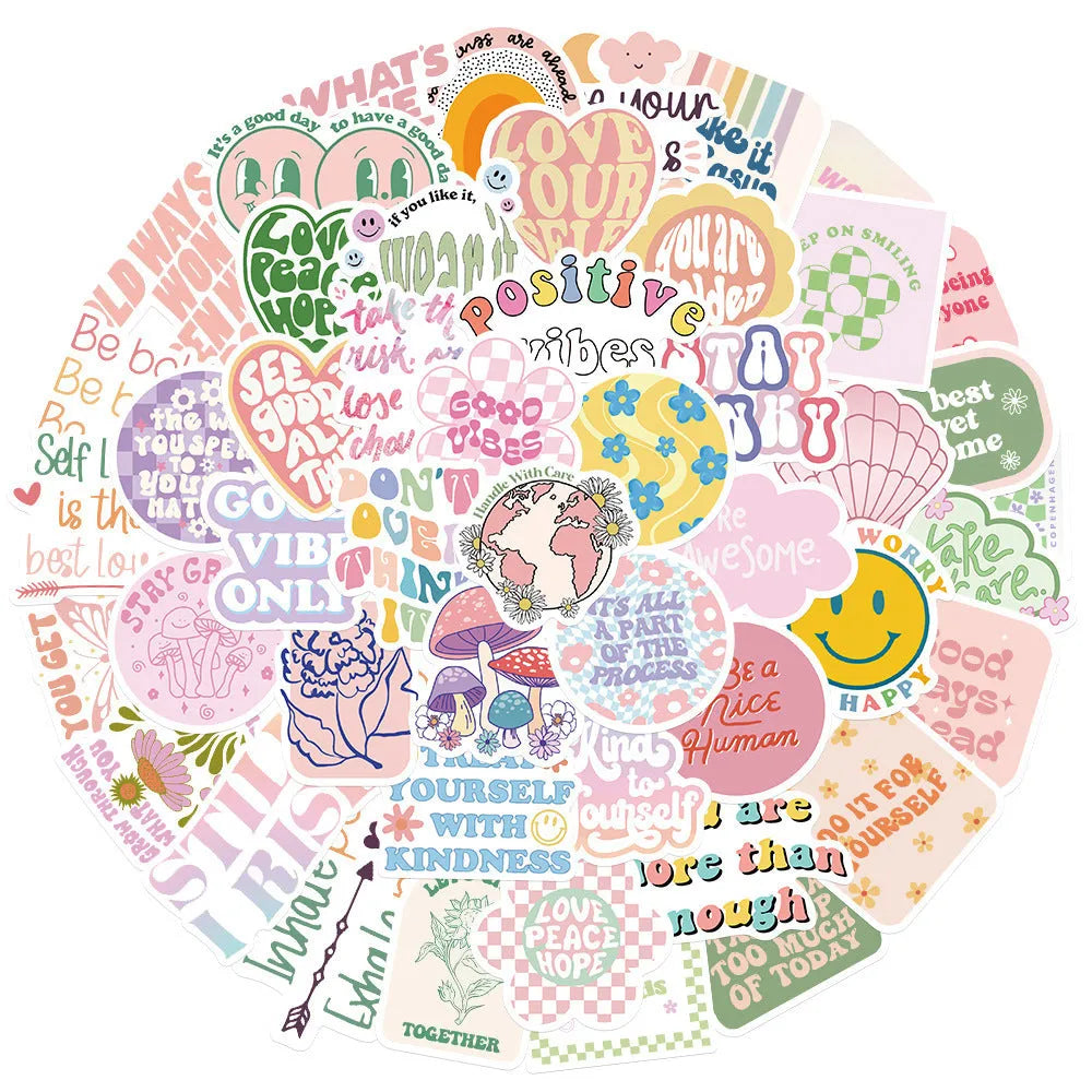 Danish pink motivational statement stickers with graffiti patterns for laptop and luggage decoration