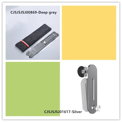 Aluminium alloy laptop stand in folded and extended positions, shown in silver colour.