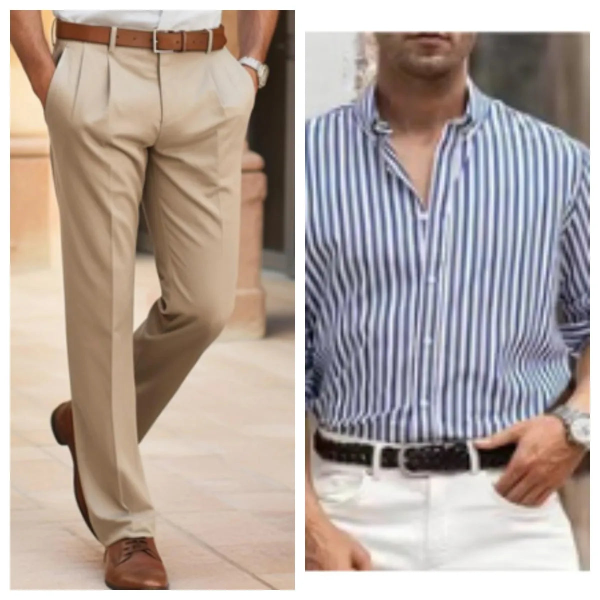 Men's casual striped button shirt in loose fit with long sleeves