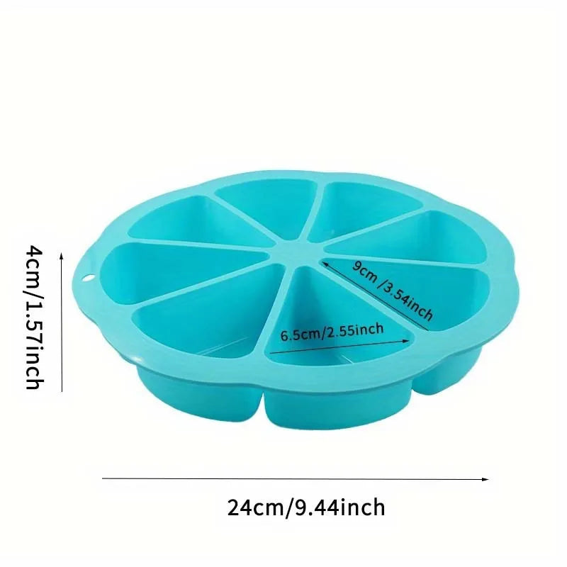 Round silicone cake mold in modern simplicity style, available in blue brown red and pink for baking