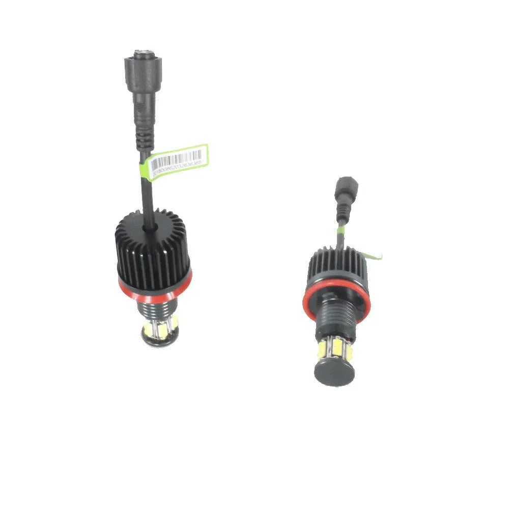BMW LED angel eyes headlight kit showing 6-sided 12 lamp bead construction