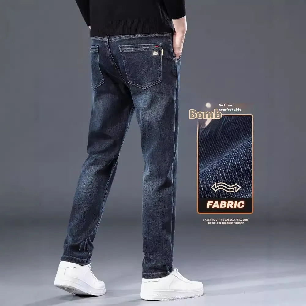 Slim straight casual trousers in blue grey colour with micro-elastic polyester fabric for teenage summer wear
