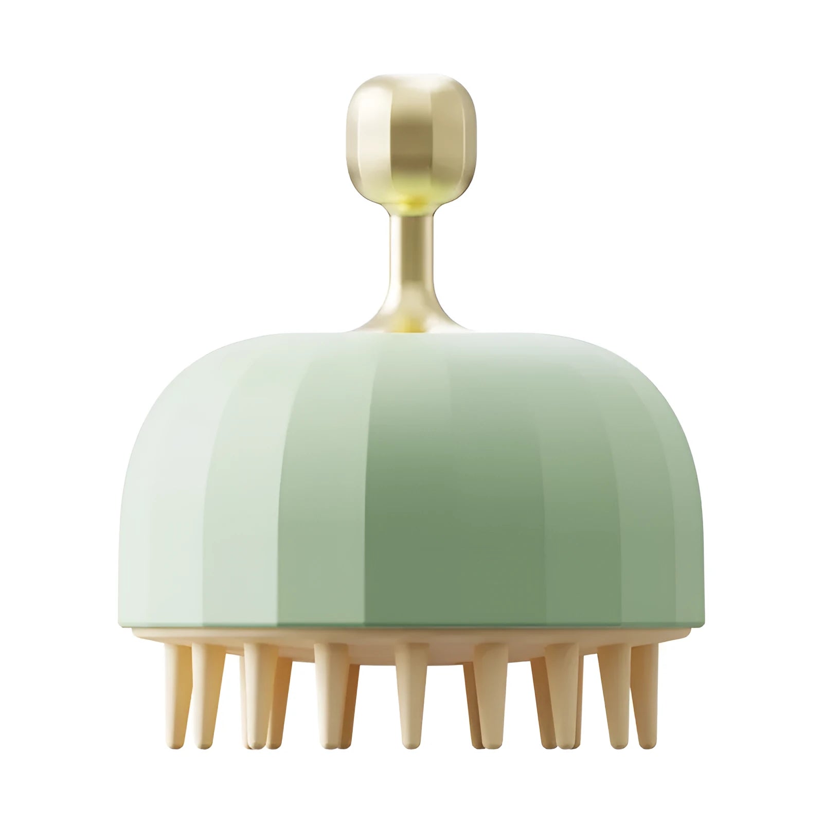 Green silicone pet bath brush with water drain holes and ergonomic handle for dogs and cats