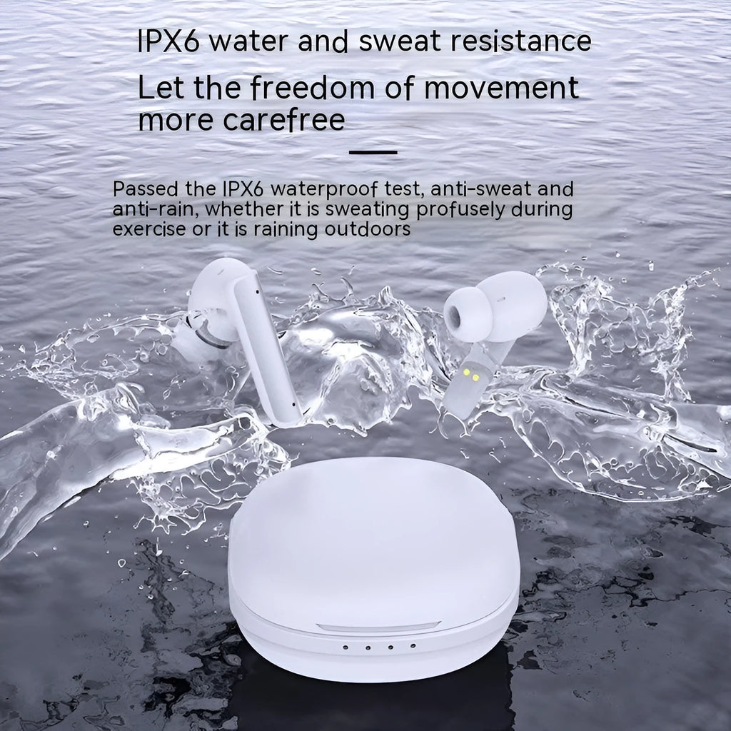 Wireless Bluetooth earphone P60PRO in milky white with metal build and charging compartment