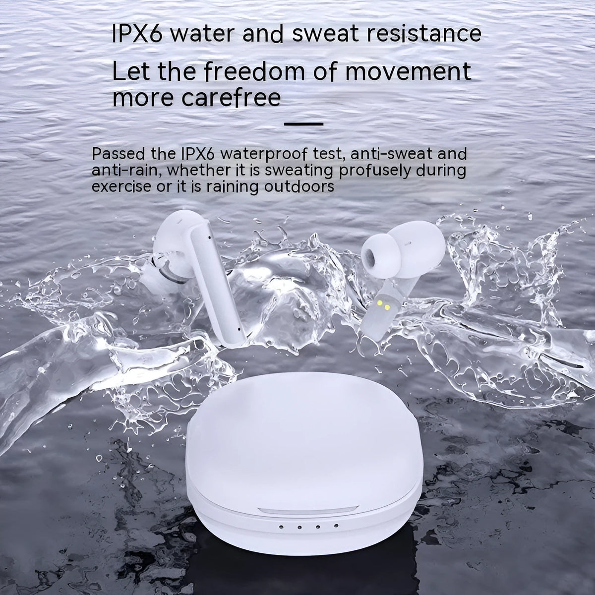 Wireless Bluetooth earphone P60PRO in milky white with metal build and charging compartment