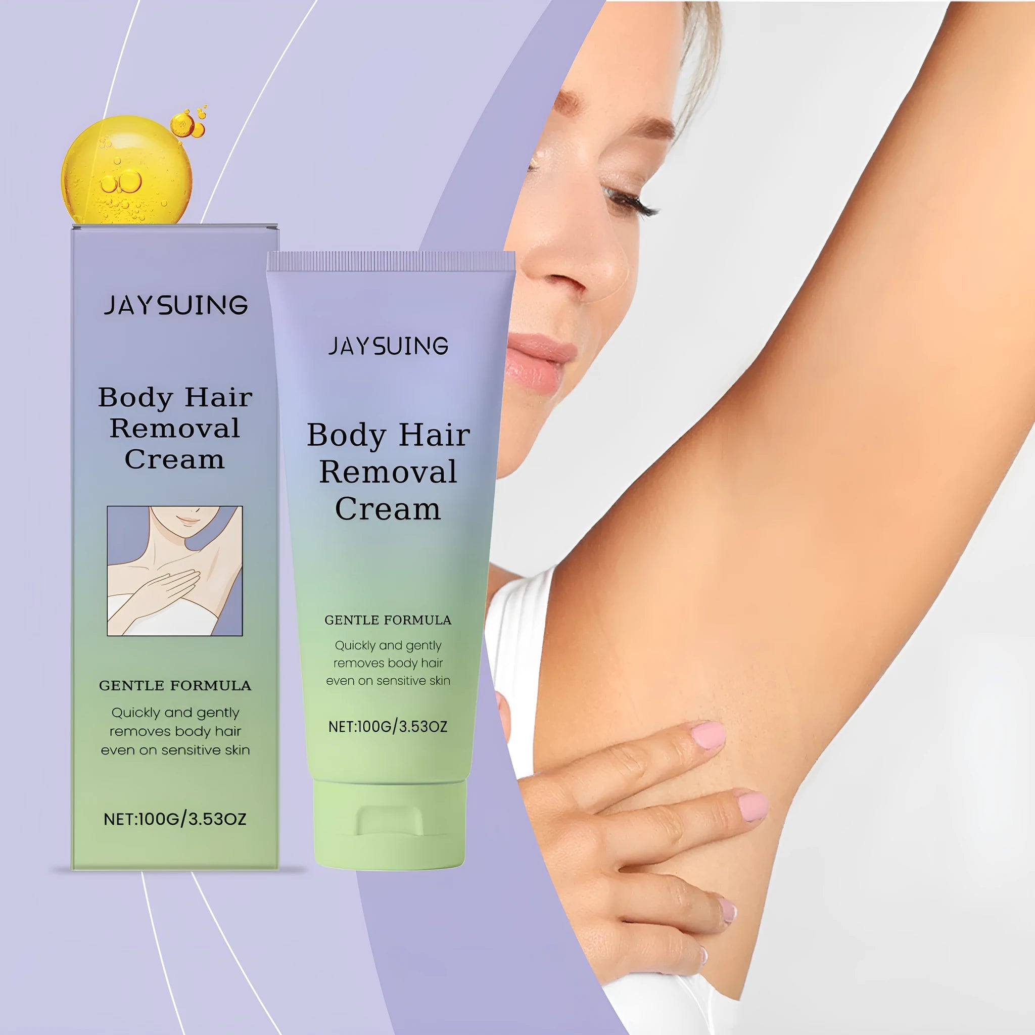 100g moisturising care hair removal cream with British style packaging showing depilatory formula