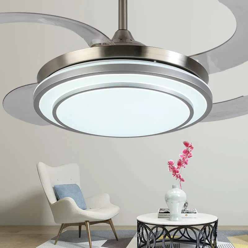 Home full spectrum eye protection LED fan chandelier 36 inch gold with invisible ABS blades