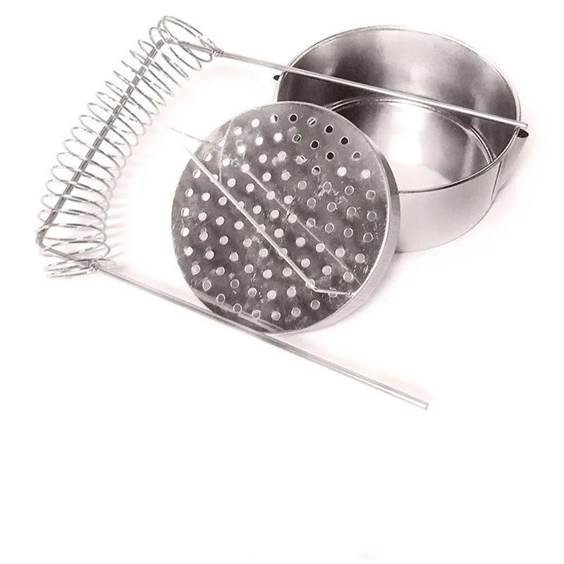 Silver stainless steel oil painting pen washer with a brush clamp and leak-proof plugs