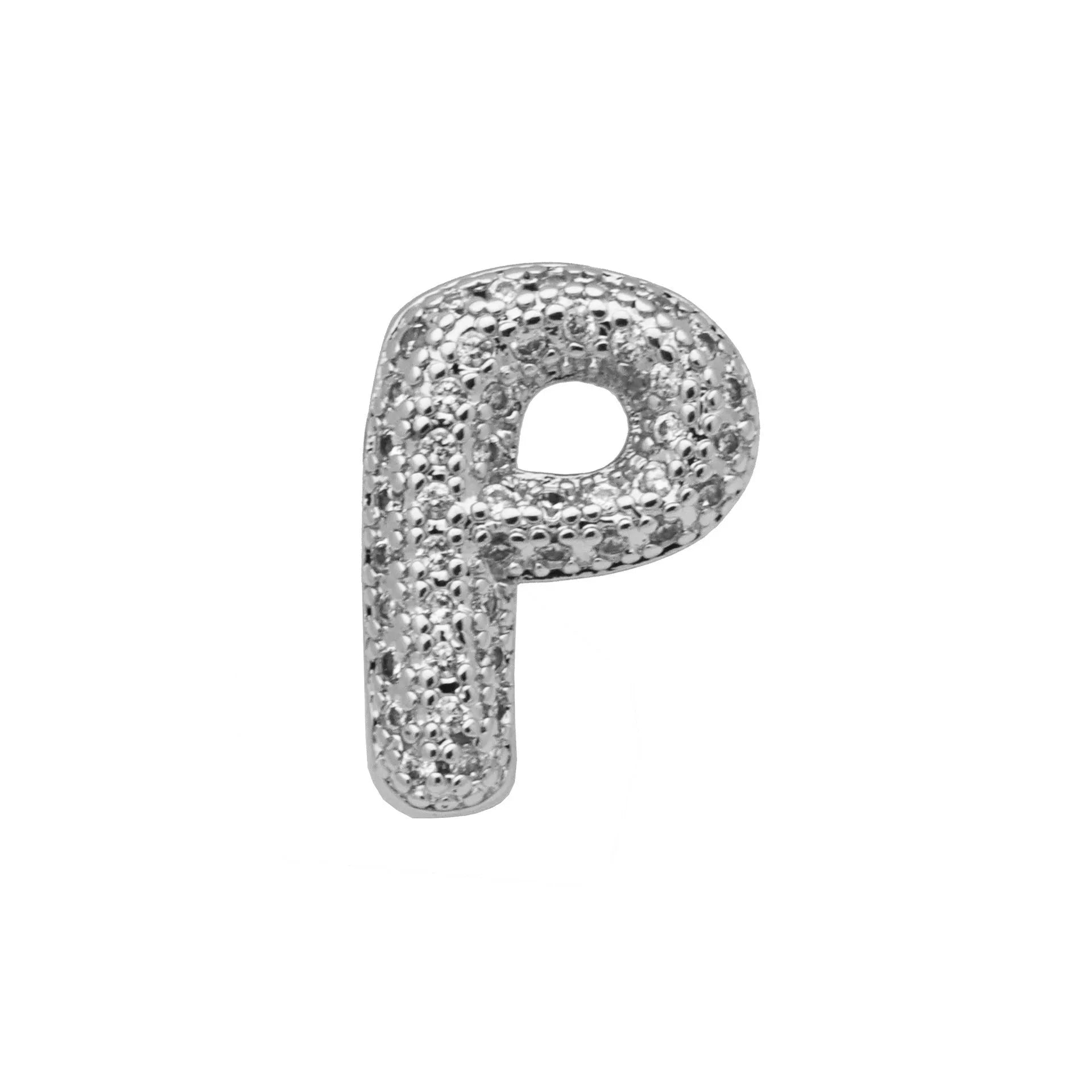 Copper letter bracelet with a single 'A' charm featuring micro inlaid zirconium detail on a gold-finished chain.