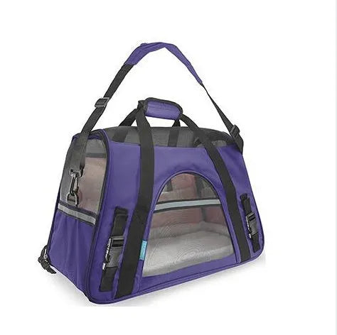 Breathable portable pet strap handbag for small dogs and cats in pink colour with shoulder strap