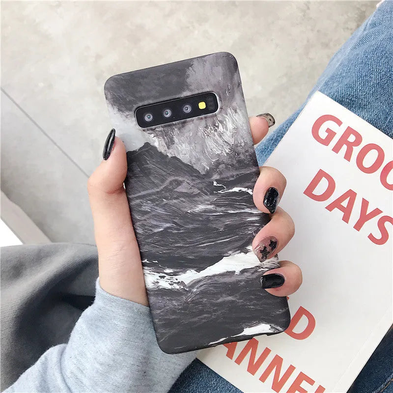 Marble pattern hard phone case for Samsung Galaxy smartphones showing abstract swirl design