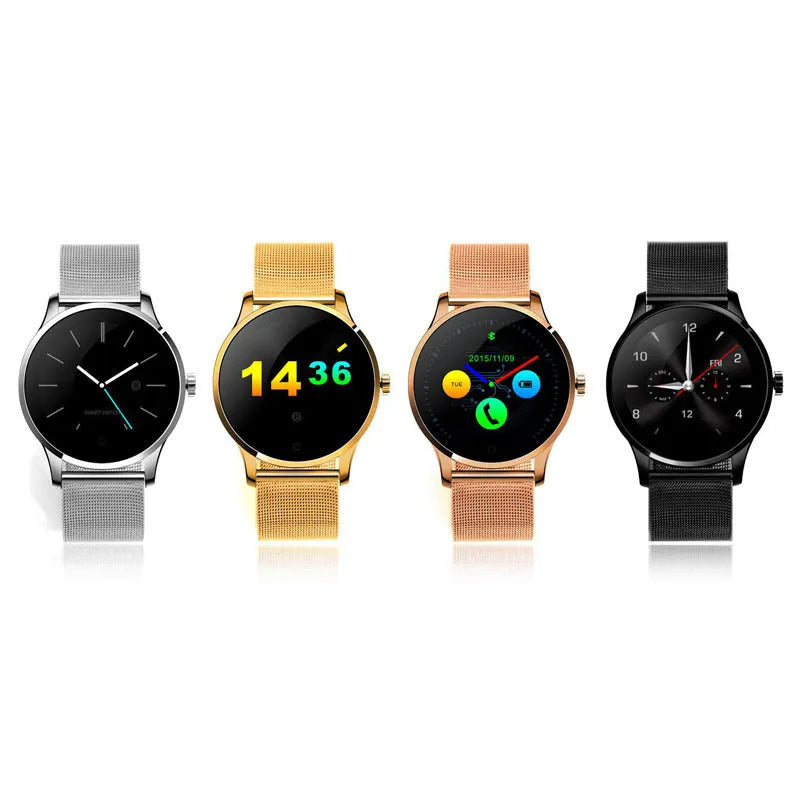 K88H smart watch displaying heart rate data on 1.3 inch IPS screen