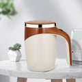 Rechargeable automatic stirring cup with magnetic stirrer, white or brown, 304 stainless steel inner, 301-400ml capacity