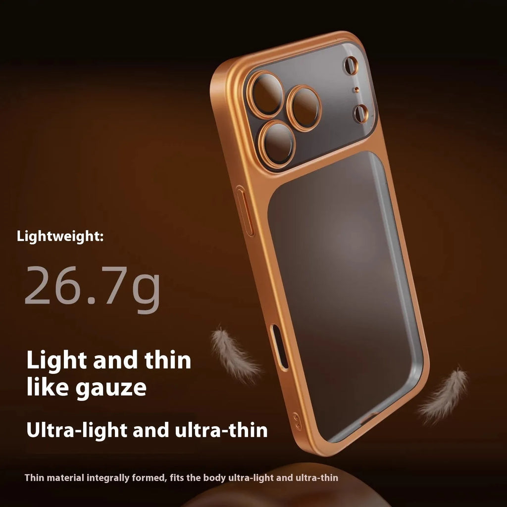 iPhone 17 series PC phone case with frosted electroplating finish in all-inclusive drop-resistant design