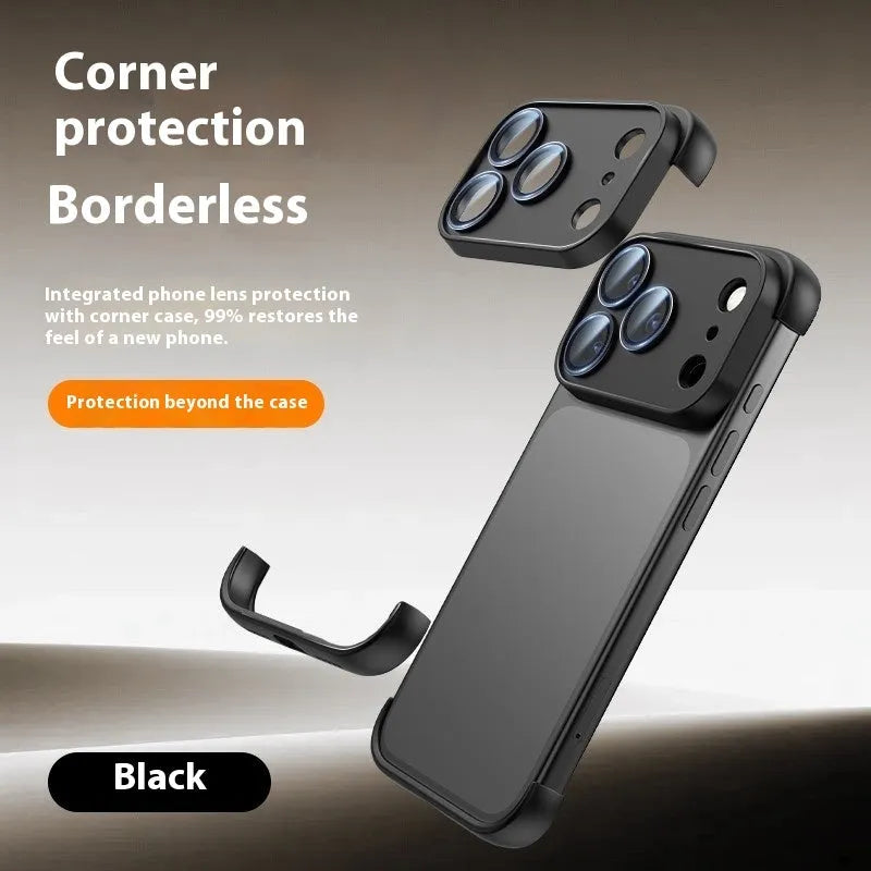 High-grade shell mobile phone case for iPhone 17 series in black, orange, grey, and desert colour options.