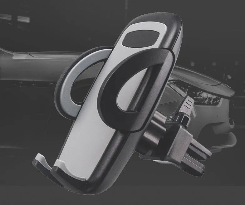 Black plastic universal car vent mobile phone holder with adjustable clamp