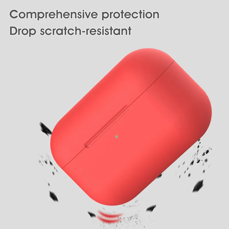Soft silicone protective cover for AirPods Pro wireless headphones in multiple colours.