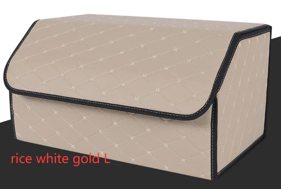 Leather car organiser storage box in Black, size Large 30x30x55cm on car back seat