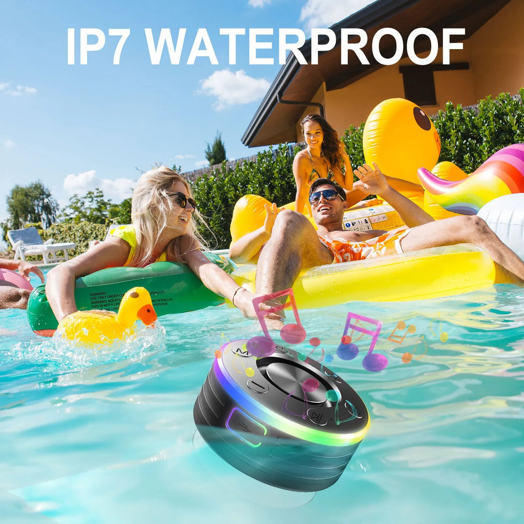 Waterproof Bluetooth speaker in black and blue colours with plastic silicone shell