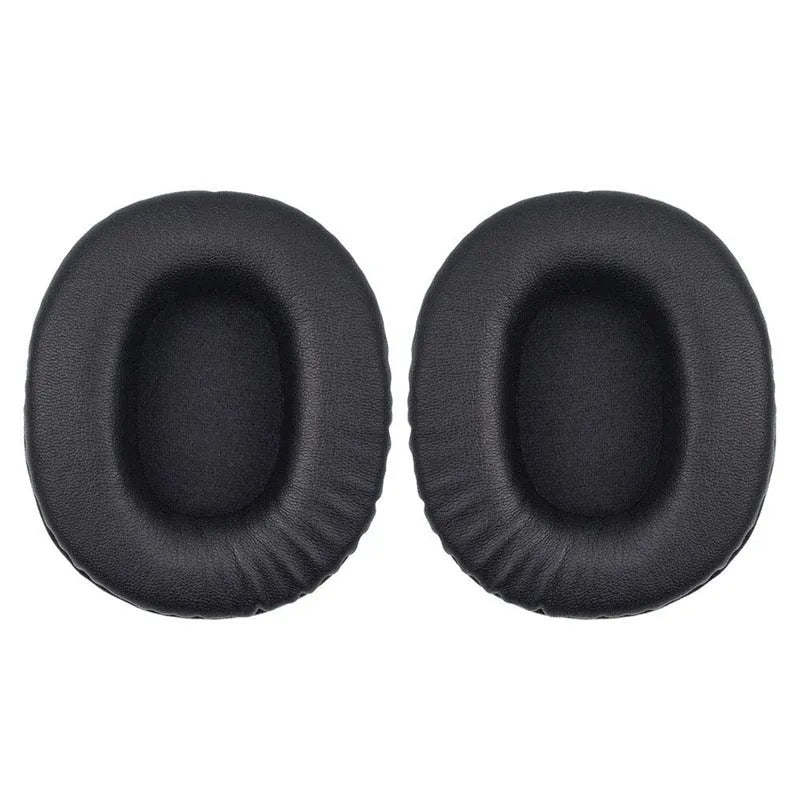 Black soft PU leather replacement covers for Sony MDR-1R headphones, two-piece set.