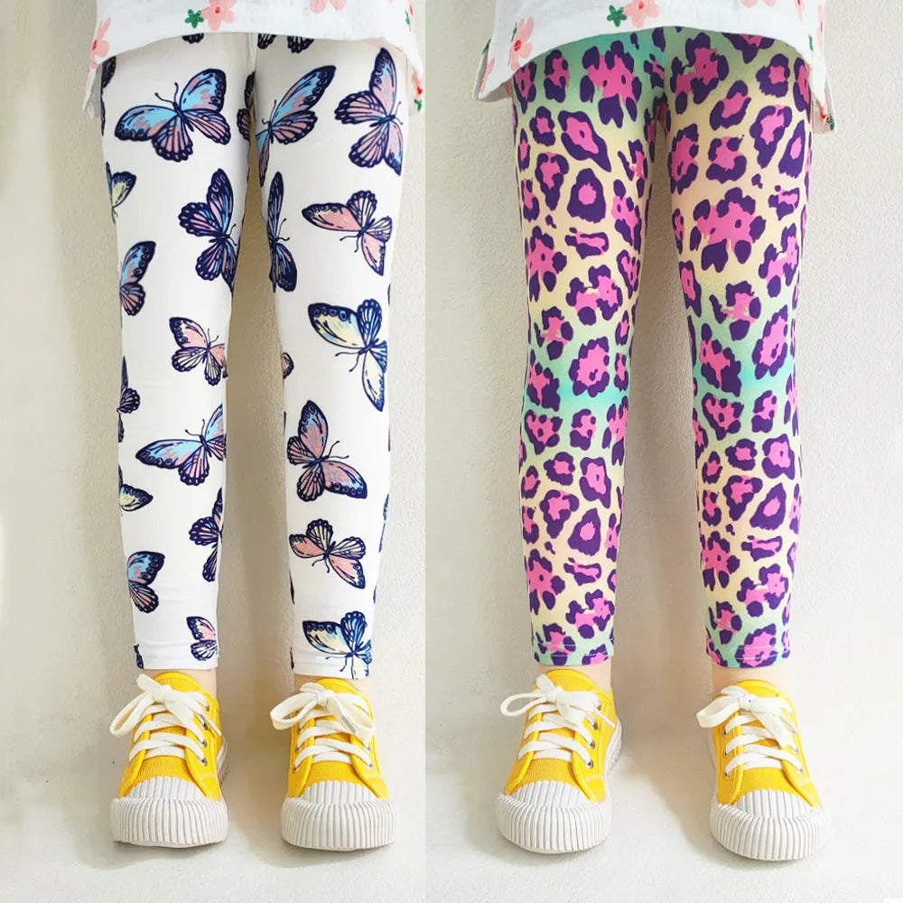 Children's milk silk leggings in vertical stripes pattern with hairband belt, mid-waist fit, suitable for 100-150cm height