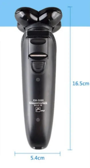 Smart rechargeable razor with ABS body, charging base, and interchangeable cutter heads in EU format