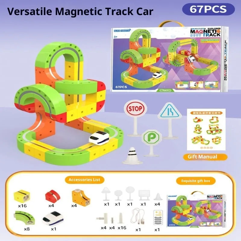 Upgrade Plus-sized variable magnetic force track train set with ABS plastic magnetic rail car