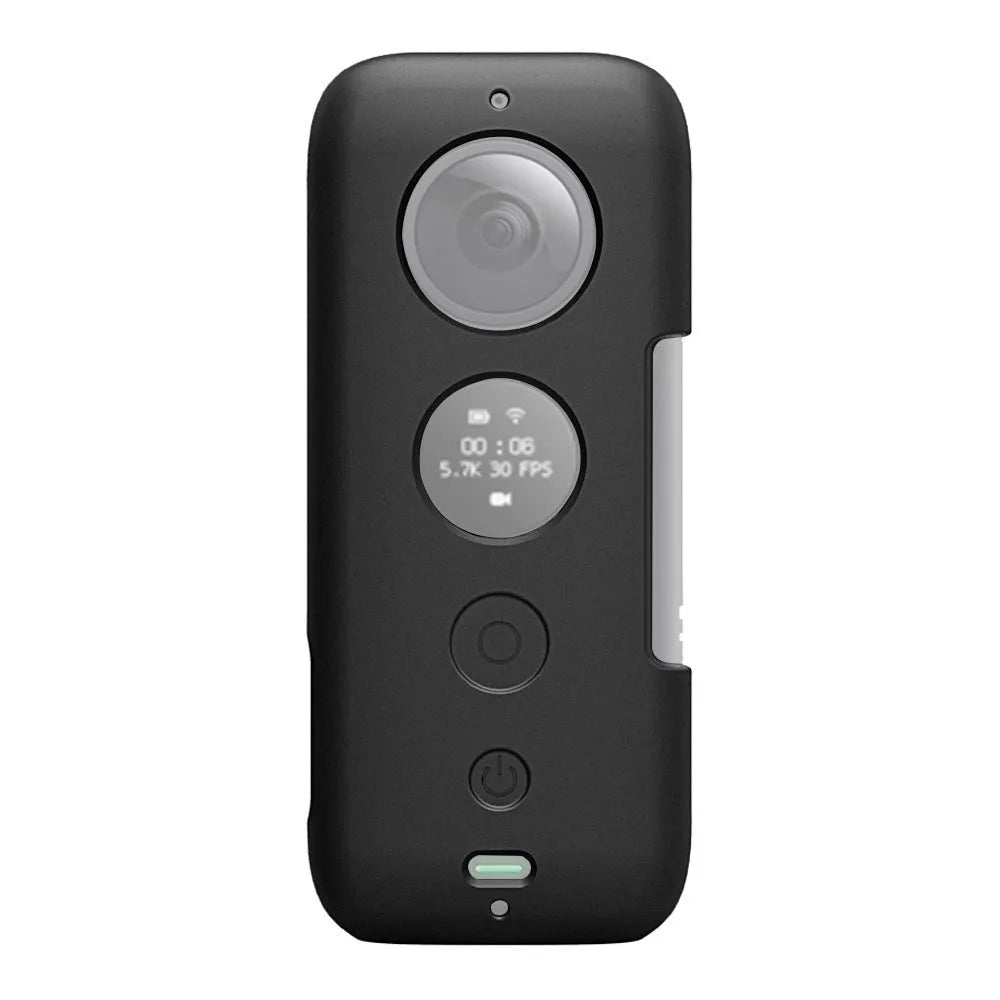 Black and red silicone protective cases for an Insta360 ONE X action camera.