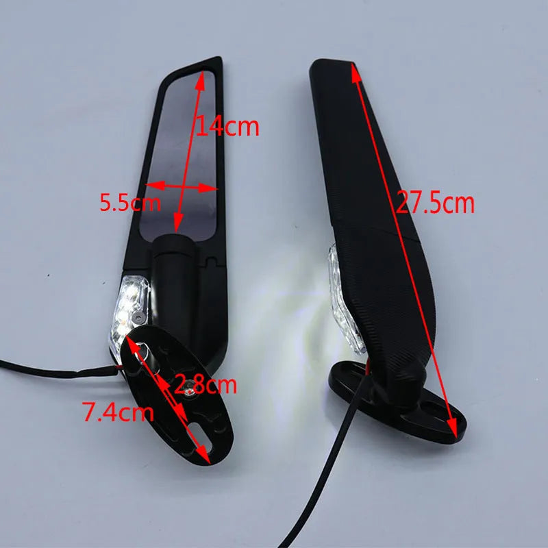 Pair of yellow light motorcycle rearview mirror reflectors with aluminium alloy housing and convex lens
