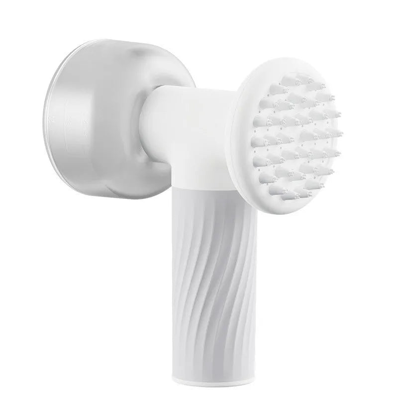 Automatic foaming dog cat bath brush with soap dispenser and silicone bristles, handheld and wireless, for pet grooming